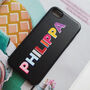 Personalised Rainbow Font Black Pu Leather Phone Case, thumbnail 7 of 7