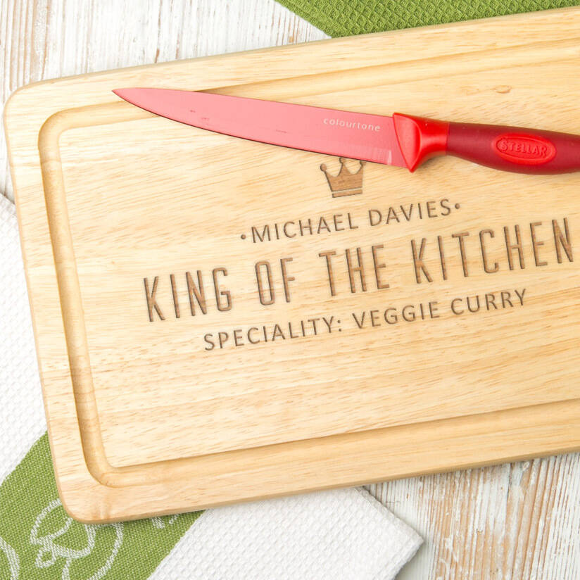 Personalised 'King Of The Kitchen' Wood Chopping Board, 1 of 4