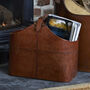 Buckled Handle Leather Magazine Basket, thumbnail 3 of 3