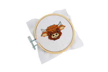 Bramble Farm Highland Cow Mini Cross Stitch Kit | Craft | Embroidery | Hobby, 4 of 5