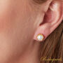 White Pearl Textured Gold And Silver Stud Earrings, thumbnail 1 of 11