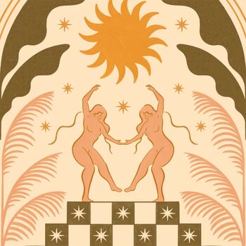 Sun Dancers, Bohemian Celestial Floral Art Print, 2 of 3