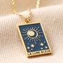 Enamel Moon Tarot Card Pendant Necklace In Gold Plating, thumbnail 1 of 10