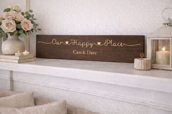 Personalised Wooden Plaque Family Sign Our Happy Place, 12 of 12