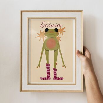 Happiest Frog | Personalised Art Print For Children, 4 of 9