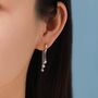 Sterling Silver Dangle Cz Crystal Huggie Hoop Earrings, thumbnail 5 of 11