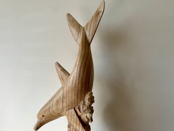 1m Tall Huge Hand Carved Wooden Mother And Baby Dolphin Ornament, 10 of 12