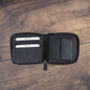 Men's Black Leather Wallet Zip Around Rugged Black Leather Rfid Protected, thumbnail 2 of 7