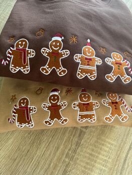 Festive Gingerbread People Embroidered Sweatshirt, 2 of 5