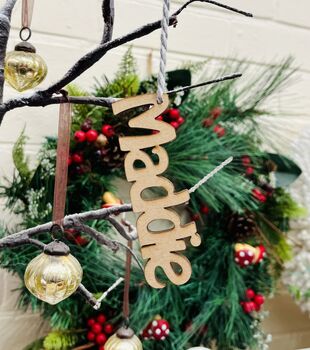 Wooden Christmas Gift Tag Name Personalised Xmas Tree, 5 of 5