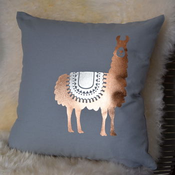 Personalised Rose Gold Llama Cushion, 2 of 3