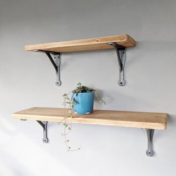 Reclaimed Wooden Shelf With Penny End Metal Brackets, 5 of 6