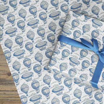Blue Hot Air Balloon Wrapping Paper Roll Or Folded, 3 of 3