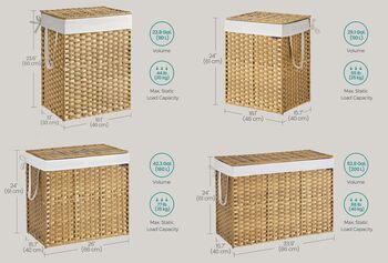 Handwoven Clothes Laundry Hamper Storage Basket, 2 of 7