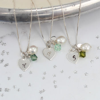 Personalised Initial Charm And Crystal Necklace, 7 of 12