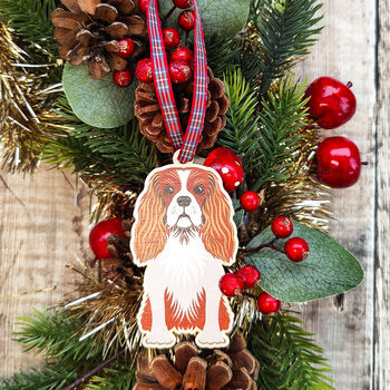 King Charles Spaniel Hanging Wooden Christmas Decoration, 3 of 7