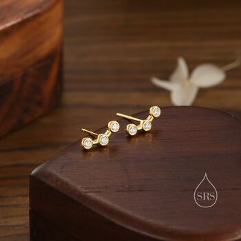 Sterling Silver Tiny Cz Trio Constellation Stud Earrings, 2 of 10