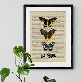 Be Kind Butterfly Art On Words Wall Art Print, 4 of 4