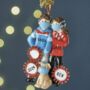 Personalised Mask Couple And Dog Christmas Decoration, thumbnail 1 of 3