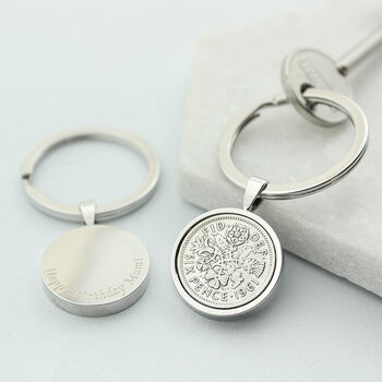 Personalised 1962 60th Birthday Sixpence Keyring, 2 of 11