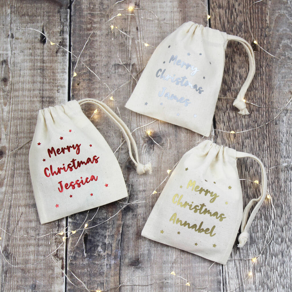 merry christmas personalised gift bags by farmhouse & co