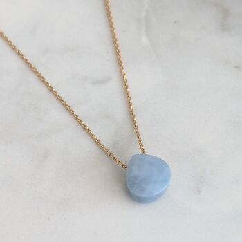 The Nugét Blue Opal October Birthstone Necklace, Gold, 2 of 6