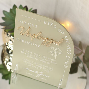 Modern Arch Unplugged Wedding Ceremony Sign, 3 of 4