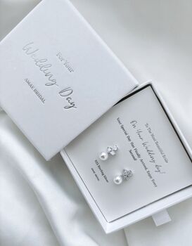 Sterling Silver Pearl Bridal Earrings, 2 of 5