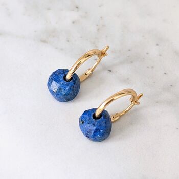 Lapis Lazuli Teardrop September Birthstone Earrings, Gold, 3 of 5