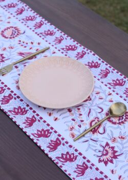 Lilac Floral Block Printed Table Runner, 2 of 3