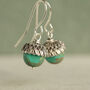 Turquoise Silver Acorn Earrings, thumbnail 4 of 7