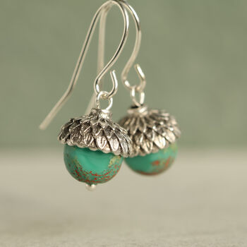 Turquoise Silver Acorn Earrings, 4 of 7