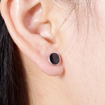 Black Onyx Greek Mythology Unisex Stud Earrings, 2 of 11