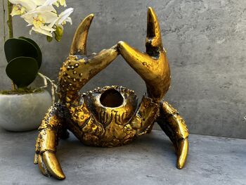 Drunken Crab Wine Bottle Holder Aged Gold Freestanding, 8 of 12