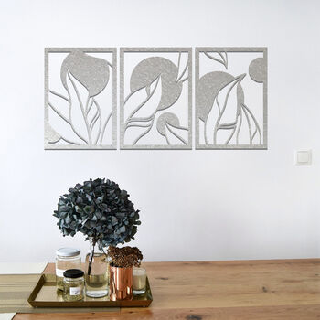 Elegant Trio Of Leaves Metal Art Contemporary Decor, 9 of 10