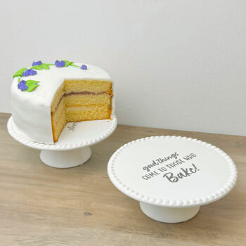 White Ceramic Cake Stand And Cake Plate Gift For Bakers, 11 of 12