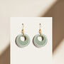 Green And Cream Circular Earrings, thumbnail 3 of 7
