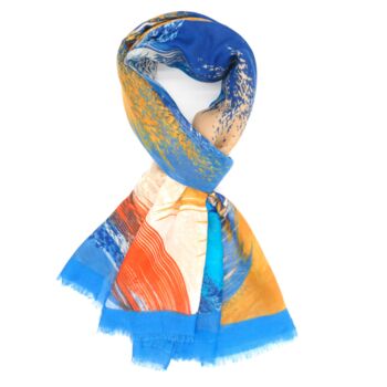 Blue Brushed Feathers Scarf, 2 of 6