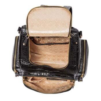 Amber Midi Embossed Black Leather Backpack, 3 of 10