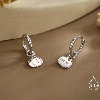 Cute Pumpkin Huggie Hoops Earrings In Sterling Silver, 4 of 11
