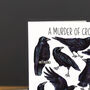 Crows Watercolour Art Blank Greeting Card, thumbnail 2 of 7