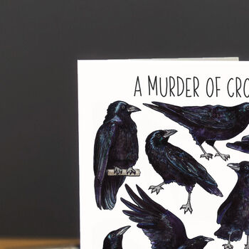 Crows Watercolour Art Blank Greeting Card, 2 of 7