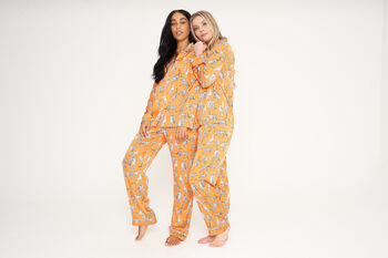 Luxury Silky Orange Cheetah Print Pyjamas, 7 of 8