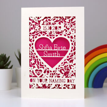 Personalised Papercut Naming Day Card, 4 of 5