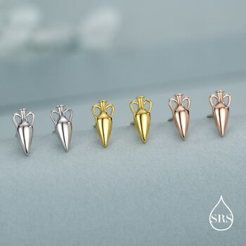 Sterling Silver Amphora Vase Stud Earrings, 7 of 12