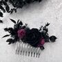 Black And Burgundy Gothic Wedding Flower Hair Comb, thumbnail 1 of 4