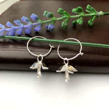 Sterling Silver Lily Flower Hoop Earrings, 7 of 10
