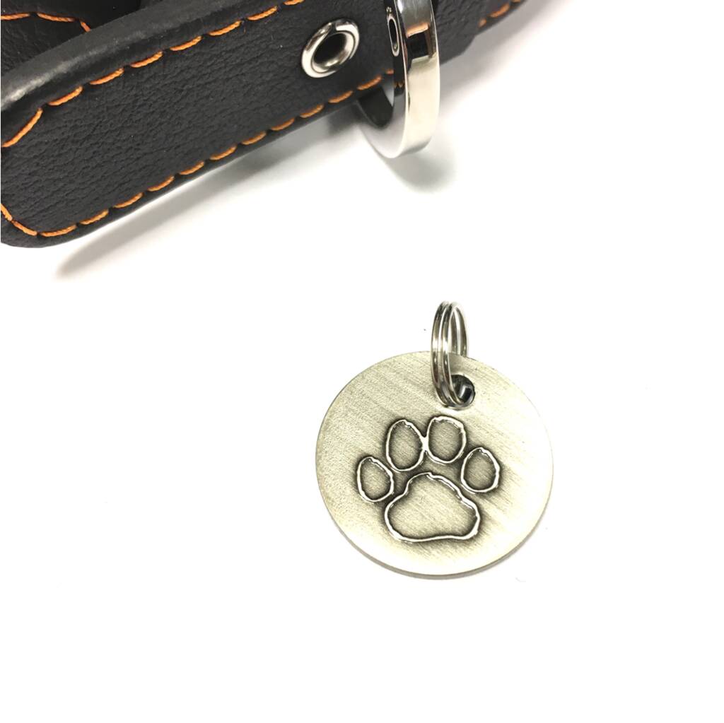 Personalised Antique Nickel Dog Tag Paw Design, 1 of 3