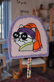 Cat With A Pearl Earring Tufted Wall Art, 7 of 7