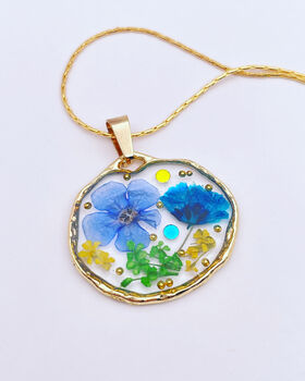 Real Flowers Round Pendant Necklace, 2 of 10